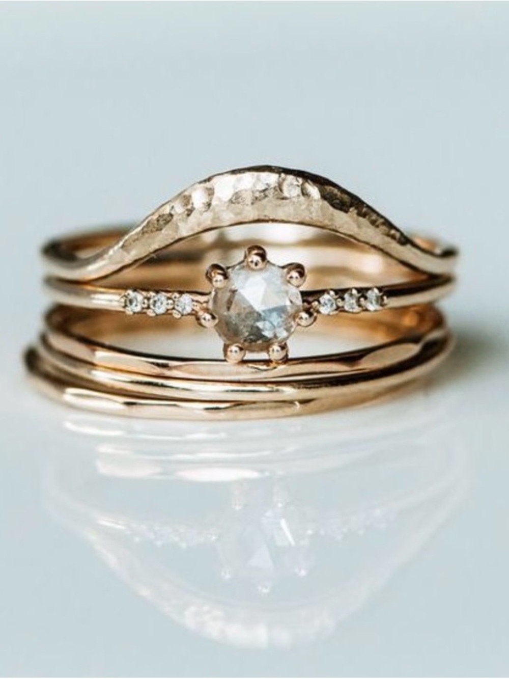 bluboho 14k gold Hammered Bump Rippling Wave ring